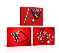 Artmyharbor 3 Panels Wall Art Billiard Balls Canvas Print Pool Snooker Picture Painting Sport Artwork for Home Office Men Bedroom Lounge Bar Decorations Ready to Hang