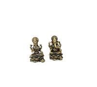ARTNCRAFT Brass Small Lakshmi Ganesh idol - 3.5 cm Premium Bronze laxmi ganesha pair sitting on lotus for Altar Temple and Home decor best diwali new