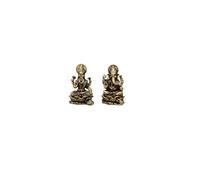 ARTNCRAFT Brass Small Lakshmi Ganesh idol - 3 cm Premium Bronze laxmi ganesha sitting on lotus for Altar Temple and Home decor best diwali new
