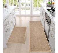 Artnice Kitchen Rug Mat Sets Non Slip Washable, Absorbent Floor Mats for Kitchen, Runner Rugs Set for Kitchen, Hallway, Dining Room, 44x77cm+44x120cm, Beige