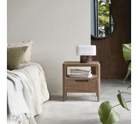 Arto - One-drawer solid walnut bedside cabinet Brown