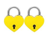 ARTOCT 2 Sets Heart Lock Metal Colorful Exquisite Padlock Household Craft Supplies with Keys 30x39mm (Yellow)
