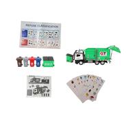 ARTOCT Garbage Truck Toy Openable Doors Waste Material Vehicle Model with Sound Lights 4 Trash Bins Tiltable Dumpster