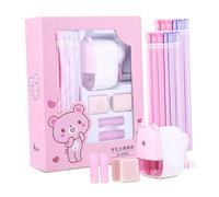 ARTOCT Student Stationery Set with Pencil Sharpener, Eraser (Pink)