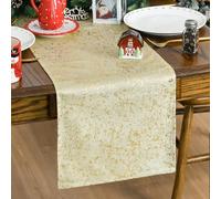 Artoid Mode Beige Dutch Fleece Velvet Table Runner 33 x 153 cm, Glitter Metallic Foil Holiday Kitchen Dining Table Decoration for Home Party Decor