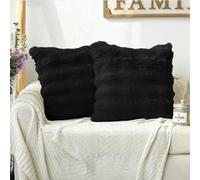 Artoid Mode Black Super Soft Faux Fur Bubbles Puffy Cushion Covers Set of 2, 40x40 cm Fluffy Plush Velvet Decorative Pillow Case Cover Sofa Decor