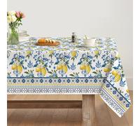 Artoid Mode Blue Lemon Iris Summer Table Cloth, Rectangular 140x180 cm Spring Decorative Table Cover Protector For Party Home Table Decorations