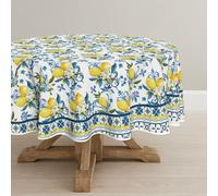 Artoid Mode Blue Lemon Iris Summer Table Cloth, Round 120 cm Spring Decorative Table Cover Protector For Party Home Table Decorations