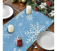 Artoid Mode Blue Snowflakes Table Runner Seasonal Winter Holiday Kitchen Dining Lunch Table Decoration For Home Party Decor 13x72 Inch Patio Table Tablecloths (D, One Size)