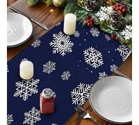 Artoid Mode Blue Snowflakes Table Runner Seasonal Winter Holiday Kitchen Dining Lunch Table Decoration For Home Party Decor 13x72 Inch Patio Table Tablecloths (B, One Size)