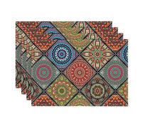 Artoid Mode Boho Geometric Moroccan Vintage Colourful Mandala Placemats Set of 4, 30x45 cm Table Mats for Party Kitchen Dining Decoration