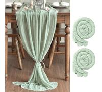 Artoid Mode Boho Sage Green Gauze Wedding 2 Packs Cheesecloth 300 cm Table Runner, Bridal Fabric Kitchen Dining Holiday Table Decor for Home Party