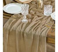 Artoid Mode Boho Sand Gauze Wedding Cheesecloth 300 cm Table Runner, Seasonal Fabric Kitchen Dining Holiday Table Decor for Home Party