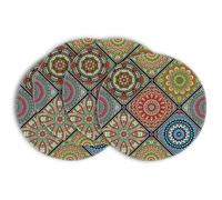 Artoid Mode Boho Vintage Geometric Moroccan Colourful Mandala Placemats Set of 4, Round 37cm Table Mats for Party Kitchen Dining Decoration