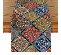 Artoid Mode Boho Vintage Geometric Moroccan Colourful Mandala Table Runner, Kitchen Dining Table Decoration for Home Party Decor 40x100 cm