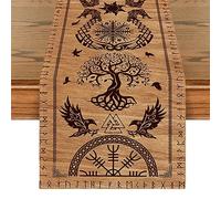 Artoid Mode Brown Black Viking Tree of Life Raven Helm of Awe Table Runner, Seasonal Kitchen Dining Table Decoration for Home Party Decor 40x140 cm