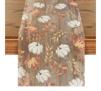 Artoid Mode Brown Pumpkins Maple Leaves Autumn Table Runner, Seasonal Fall Kitchen Dining Table Decoration for Home Party Decor 40x140 cm