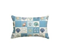 Artoid Mode Buffalo Plaid Shells Starfish Coral Summer Cushion Cover, 30x50 cm Spring Seasonal Decorative Pillow Case Cover Sofa Living Room Decor