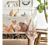 Artoid Mode Deer Squirrels Foxes Animals Leaves Autumn Table Cloth, Rectangular 140x110 cm Fall Table Cover For Party Home Table Decorations