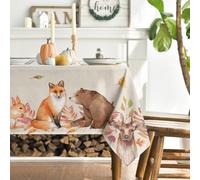 Artoid Mode Deer Squirrels Foxes Animals Leaves Autumn Table Cloth, Rectangular 140x180 cm Fall Table Cover For Party Home Table Decorations