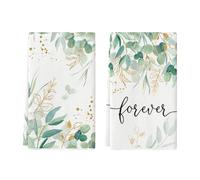 Artoid Mode Eucalyptus Leaves Forever Summer Kitchen Towels Dish Towels, 42x65 cm Seasonal Spring Polyester Decoration Hand Towels Set of 2