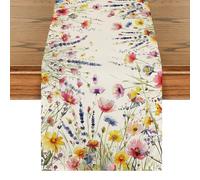 Artoid Mode Flowers Wild Grass Spring Table Runner, Seasonal Summer Kitchen Dining Table Decoration for Home Party Decor 40x240 cm