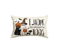Artoid Mode Ghost Jack-O-Lantern Pumpkins Bats Cat Halloween Cushion Cover, 30x50 cm Boos Decorative Pillow Case Cover Sofa Living Room Outdoor Decor
