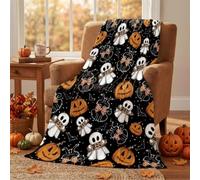 Artoid Mode Ghosts Cats Pumpkins Halloween Fleece Blanket Throw 125x150 cm | Seasonal Flannel Throws for Sofa Cozy Soft Warm Blankets for Bed Living Room Decor