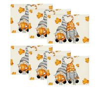 Artoid Mode Gnome Maple Leaves Pumpkins Autumn Placemats 30 x 45cm Set of 6 | Seasonal Fall Table Mats for Party Kitchen Dining Decoration