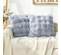 Artoid Mode Grey Super Soft Faux Fur Bubbles Puffy Cushion Covers Set of 2, 40x40 cm Fluffy Plush Velvet Decorative Pillow Case Cover Sofa Decor