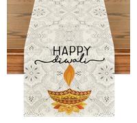 Artoid Mode Happy Diwali Table Runner 40x180 cm | Traditional Festival of Light Kitchen Dining Table Decoration for Home Holiday Decor
