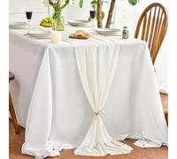 Artoid Mode Ivory Fashion Fabric Chiffon Table Runner, Kitchen Table Decoration Indoor Holiday Wedding Party Birthday Decor 75x300 cm