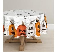 Artoid Mode Jack-O-Lantern Pumpkins Spider Web Halloween Table Cloth, Round 140 cm Decorative Table Cover Protector For Party Table Decorations