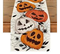 Artoid Mode Jack-O-Lantern Pumpkins Spider Web Halloween Table Runner, Leaves Kitchen Dining Table Decoration for Home Party Decor 40x300 cm