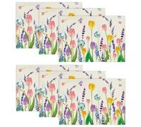 Artoid Mode Lavender Tulip Spring Set of 6 Placemats, Seasonal Kitchen Table Decoration Indoor Holiday Party Decor 30x45cm