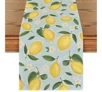 Artoid Mode Lemons Flowers Summer Table Runner, Seasonal Spring Kitchen Dining Table Decoration for Home Party Decor 40x180 cm
