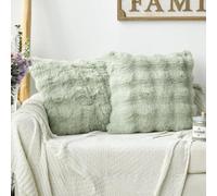Artoid Mode Light Green Soft Faux Fur Bubbles Puffy Cushion Covers Set of 2, 40x40 cm Fluffy Plush Velvet Decorative Pillow Case Cover Sofa Decor