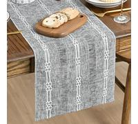 Artoid Mode Linen Farmhouse Rustic Boho Dark Grey Table Runner 33x143 cm, Seasonal Holiday Kitchen Dining Table Decoration for Home Party Decor