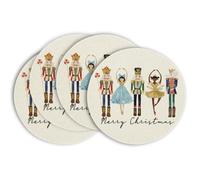 Artoid Mode Nutcracker Merry Christmas Placemats Set of 4, Round 37cm Seasonal Winter Merry Xmas Holiday Vintage Washable Table Mats