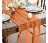 Artoid Mode Pearl Orange Gauze Autumn Table Runner 70x300 cm, Seasonal Fall Sheer Cheesecloth Dining Holiday Birthday Table Decor for Home Party
