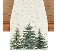 Artoid Mode Pine Tree Snowflake Christmas Table Runner, Seasonal Winter Merry Xmas Kitchen Dining Table Decoration for Home Party Decor 40x300 cm