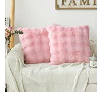Artoid Mode Pink Super Soft Faux Fur Bubbles Puffy Cushion Covers Set of 2, 40x40 cm Fluffy Plush Velvet Decorative Pillow Case Cover Sofa Decor