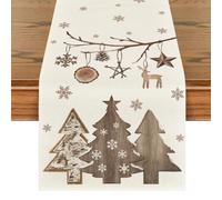 Artoid Mode Plank Trees Deer Ball Christmas Table Runner, Seasonal Winter Xmas Kitchen Dining Table Decoration for Home Party Decor 40x180 cm