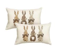 Artoid Mode Polka Dot Bow Bunny Rabbits Easter Cushion Covers Set of 2, 30x50 cm Spring Decorative Pillow Case Cover Sofa Living Room Decor