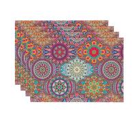 Artoid Mode Purple Boho Vintage Geometric Moroccan Mandala Placemats Set of 4, 30x45 cm Table Mats for Party Kitchen Dining Decoration