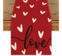 Artoid Mode Red Love Hearts Valentine's Day Table Runner, Seasonal Anniversary Kitchen Dining Table Decoration for Indoor Home Party 40x180 cm