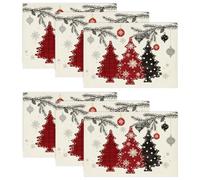 Artoid Mode Red Pines Snowflakes Leaves Christmas Placemats Set of 6, 30 x 45 cm Seasonal Winter Xmas Kitchen Table Decoration Indoor Holiday Party