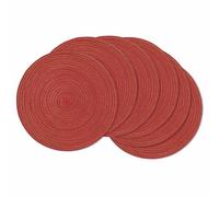 Artoid Mode Red Round Placemats Braided Christmas Place Mats 36cm Set of 6 | Heat Resistant Valentine's Day Woven Table Mats for Kitchen Dining Home Decoration