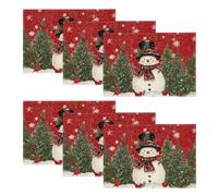 Artoid Mode Scarf Snowflakes Snowman Birds Trees Christmas Placemats Set of 6, 30 x 45cm Seasonal Winter Xmas Holiday Vintage Washable Table Mats