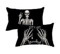 Artoid Mode Skull Skeleton Hands Spider Halloween Cushion Covers Set of 2, 30x50 cm Decorative Pillow Case Cover Sofa Living Room Decor